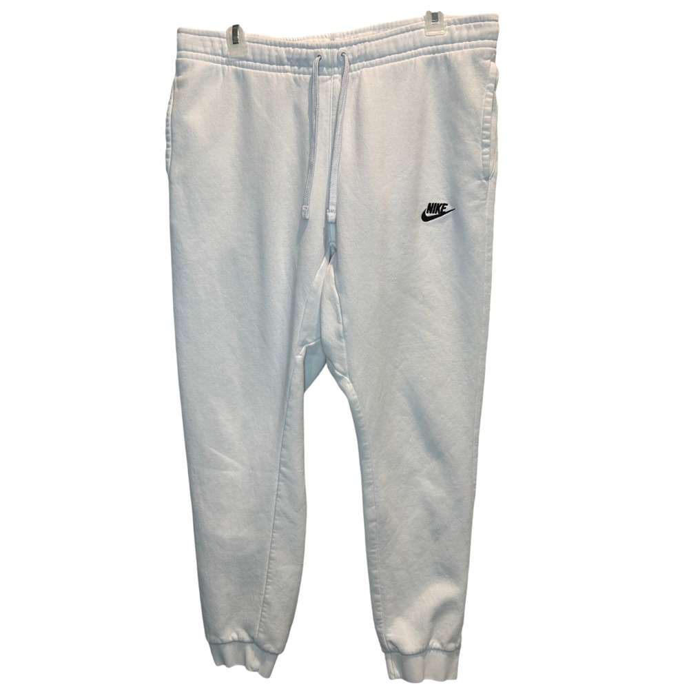 Nike Joggers Large Mens White Sportswear Club Fleece Sweatpants Embroidered Logo